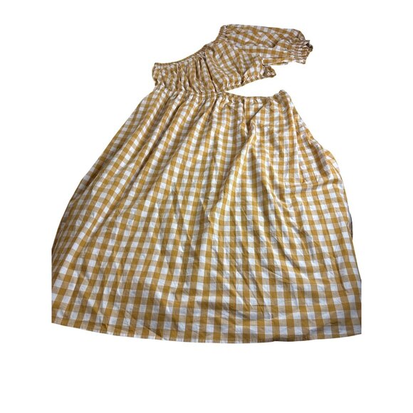 Who What Wear Gingham One Shoulder Maxi Dress 2X Elastic Waist Cutout New - Picture 3 of 8